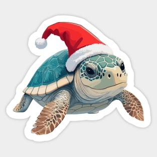 Christmas Santa Hat Sea Turtle Kids Family Mom Merry Xmas Sticker